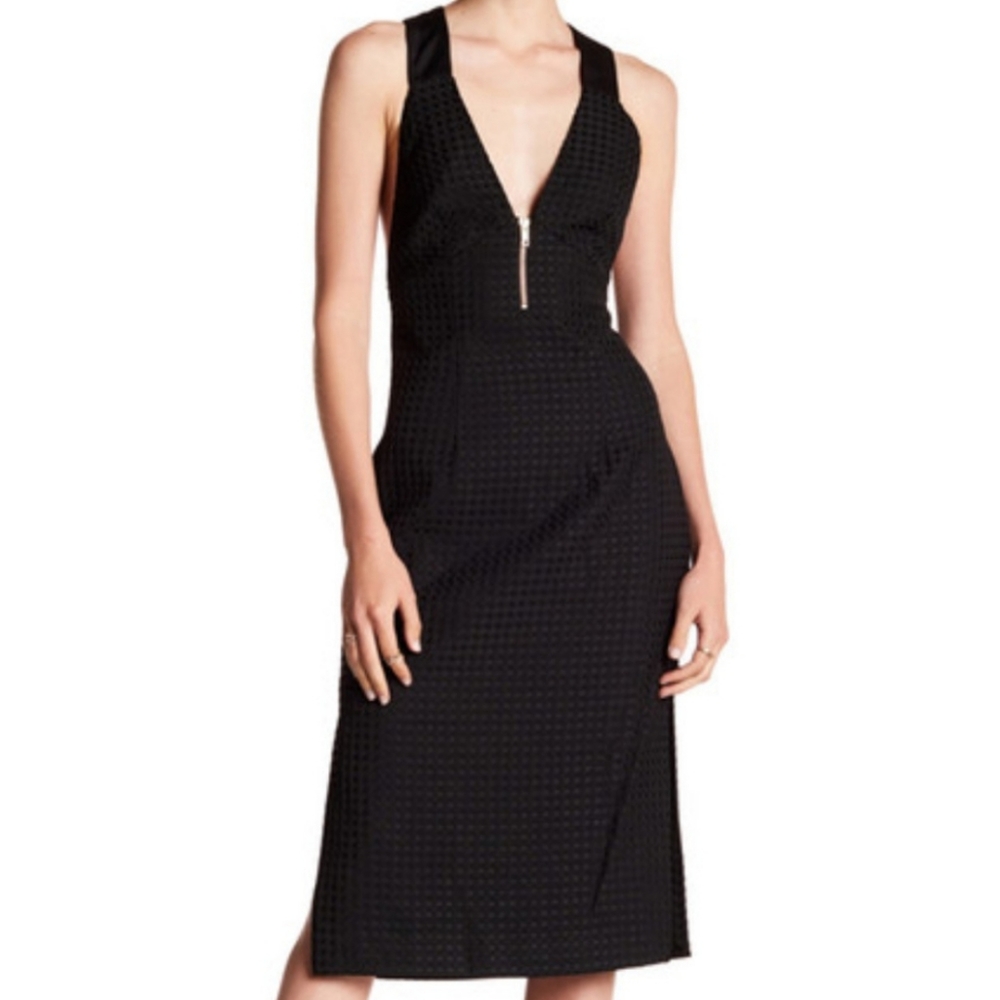 KEEPSAKE THE LABEL Chicago Textured Dress Black Midi LBD Sz. XS